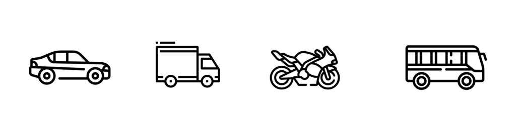 coche, camión, moto, autobús